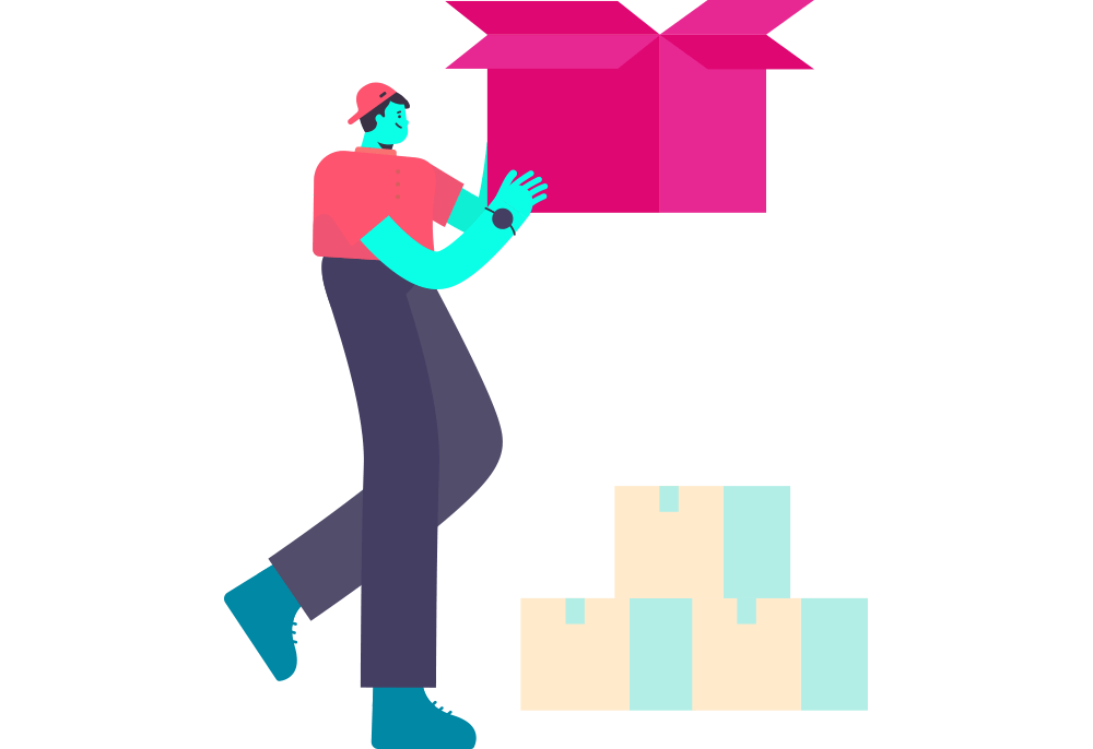 An illustration of a person holding a box