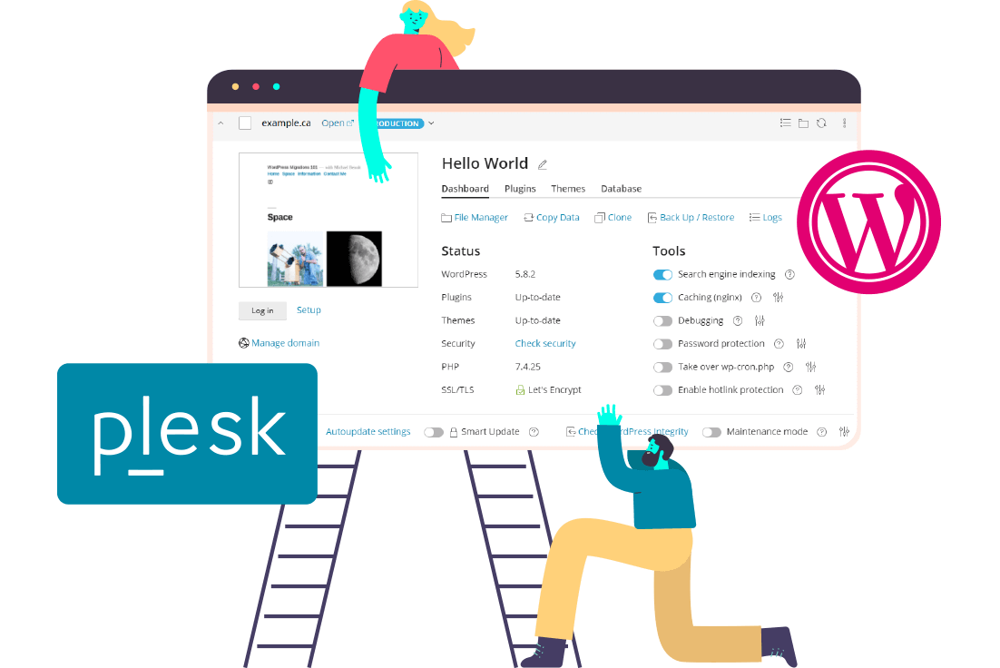 A photo of the Plesk WordPress ToolKit interface