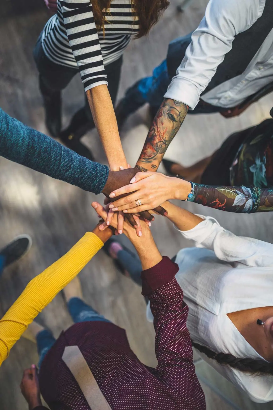 Diverse group of hands