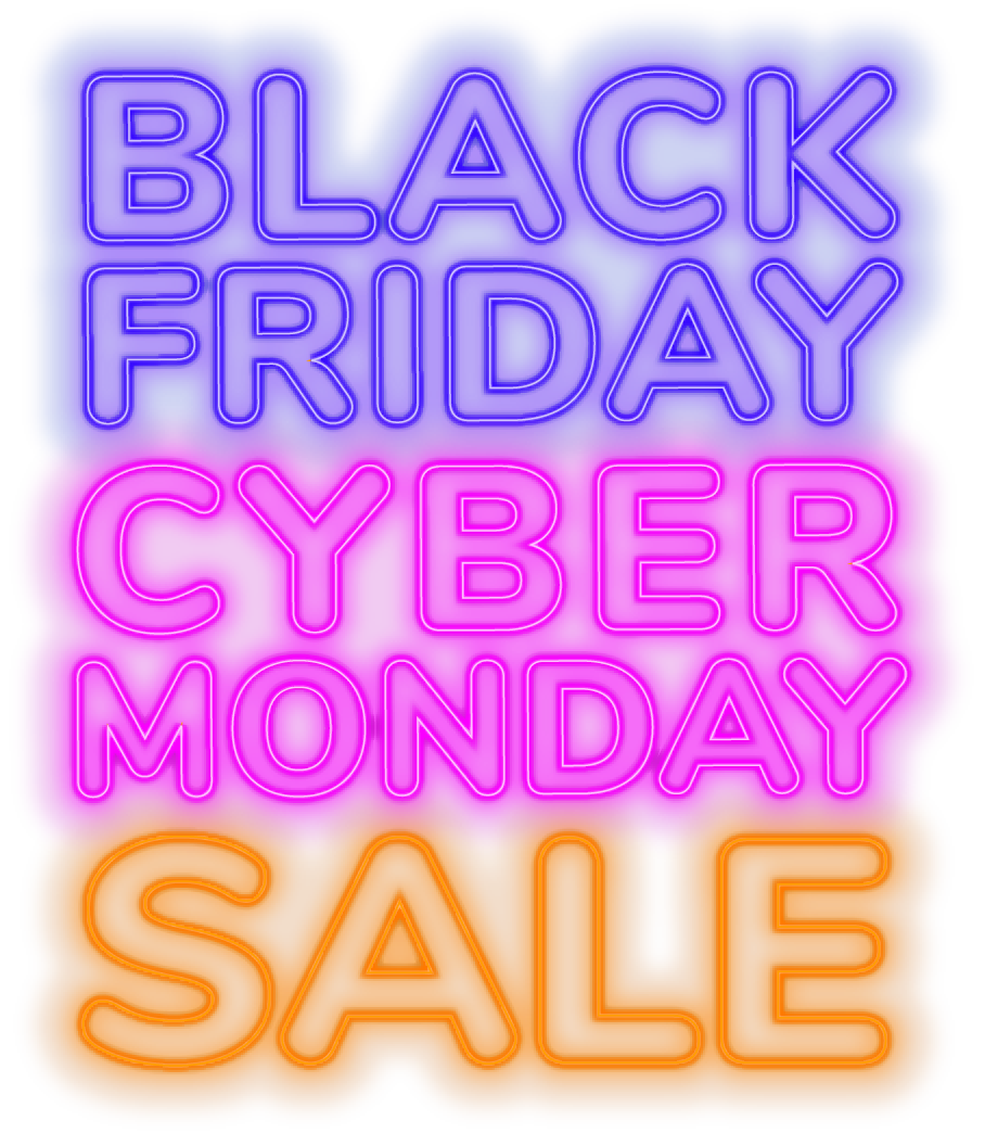 text that says Black friday cyber monday sale