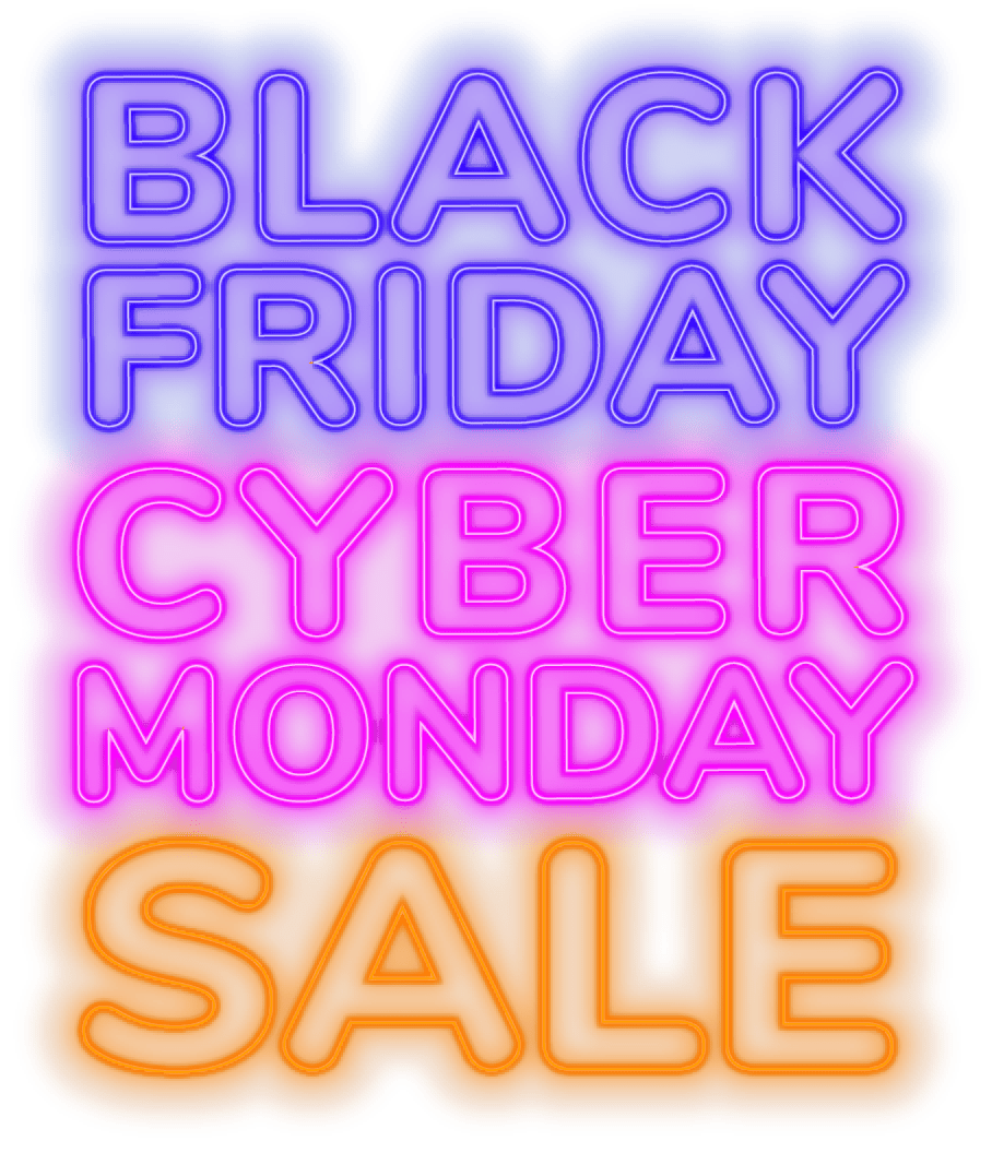 text that says Black friday cyber monday sale
