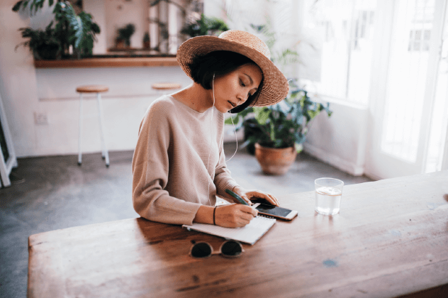 A woman working on a laptop