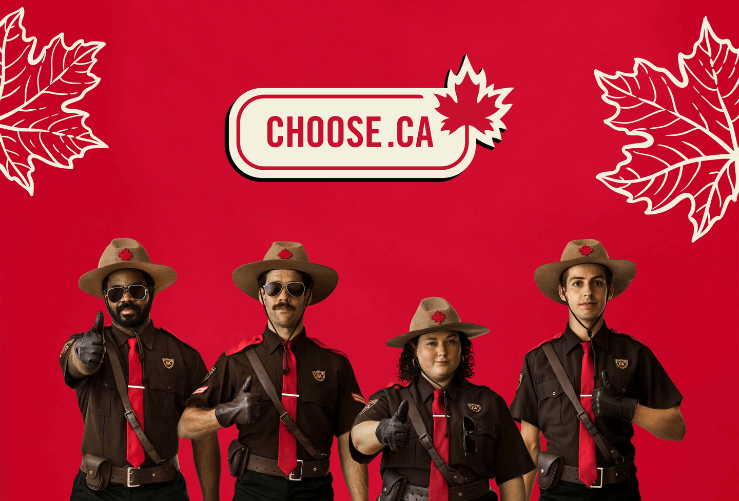 Four Canadian Mountains giving a thumbs up